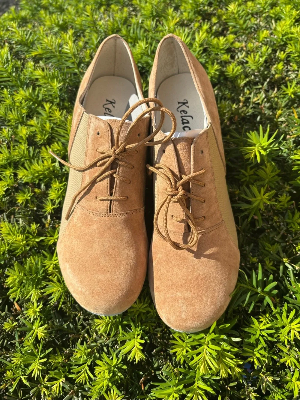 Ke Laci Tan Suede Ballroom Dance Shoes Women’s Size 8.5 Latin SalsaPractice NWOB